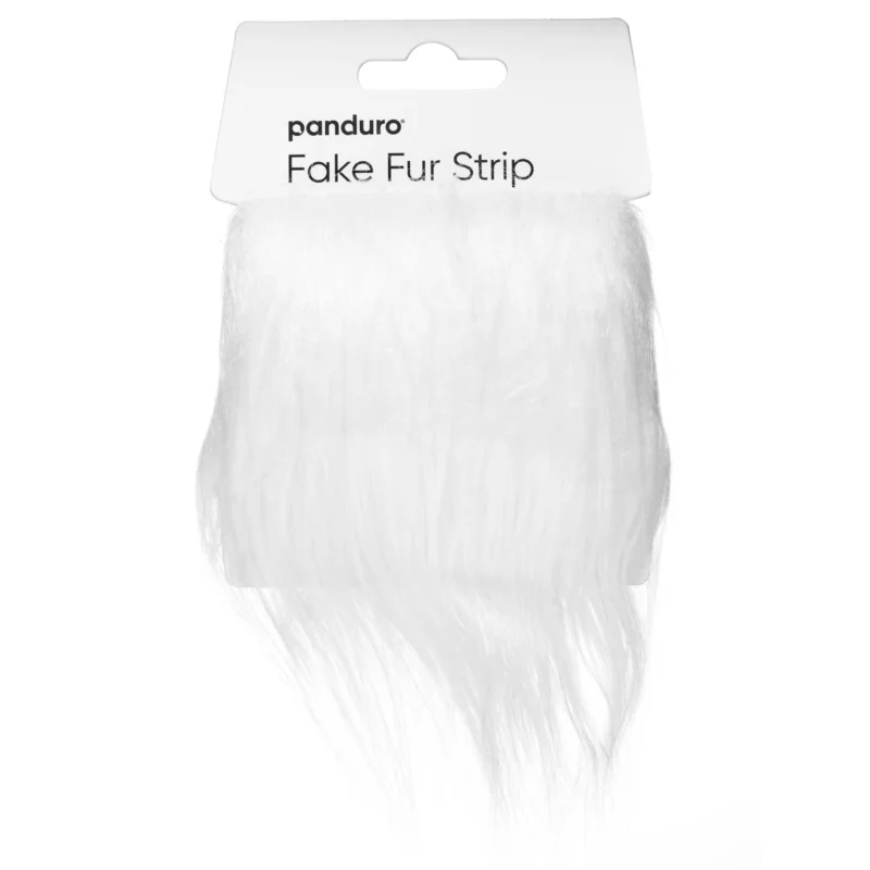 Premium Pälsband, vitt dekorband, längd 50 cm, bandets bredd 5 cm – men pälsen är 6–10 cm