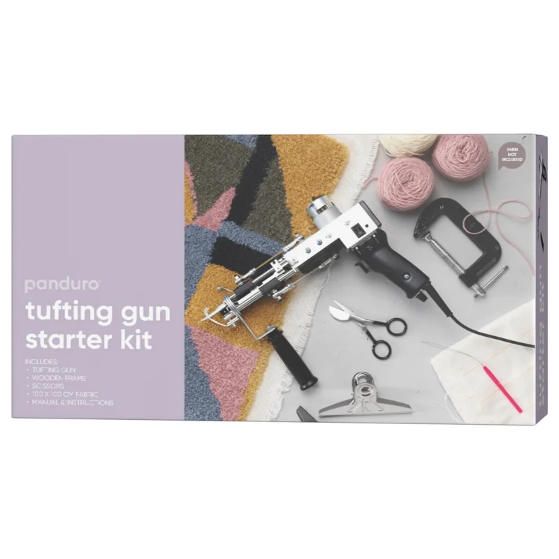Begränsat erbjudande Tufting Gun start-kit, tuftnings-verktyg / tuftpistol, träram, tyg och många tillbehör