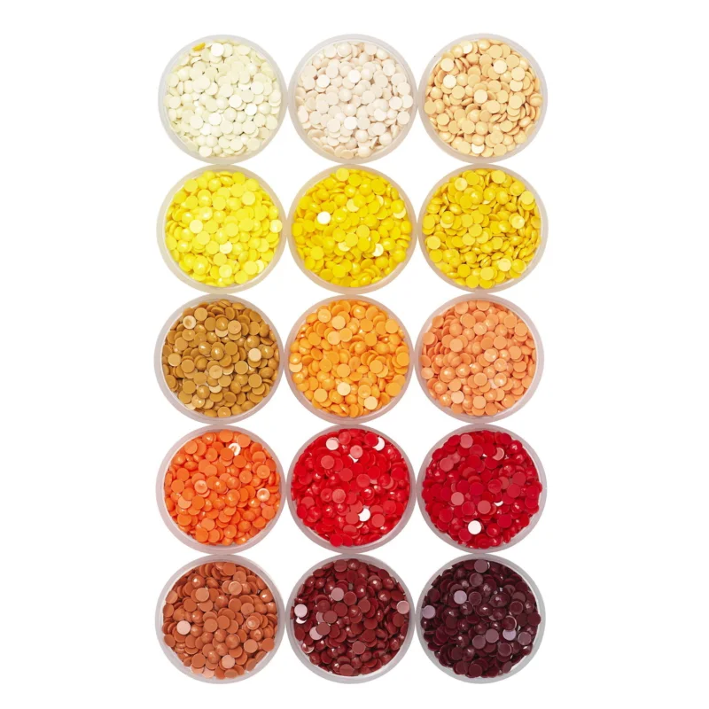 Utförsäljning Diamond Painting refill – 15 påsar à 5–6 gram med färger i ljusa, gula och röda nyanser