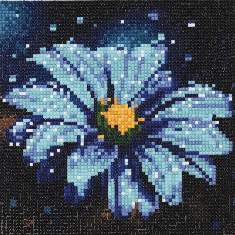Rea Diamond painting – 20x20 cm stort motiv med en ljuvligt blå prästkrage
