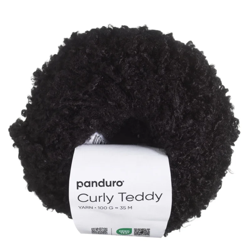 Garn Curly Teddy 50g svart Snabb frakt