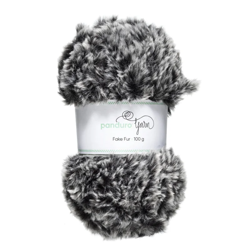 Billig Garn Faux Fur gråmelerad 100g