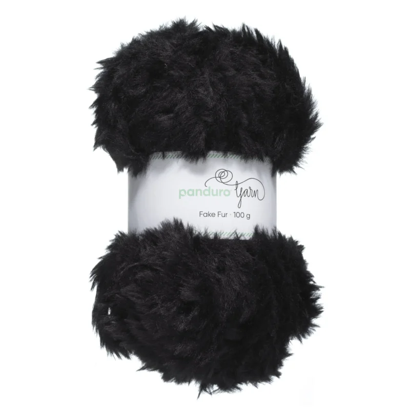 Kundfavorit Garn Faux Fur svart 100g