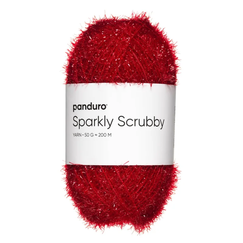 Garn Sparkly Scrubby 50g röd Lågt pris