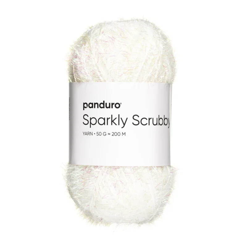 Rea Garn Sparkly Scrubby 50g vitt iriserande & färgskiftande