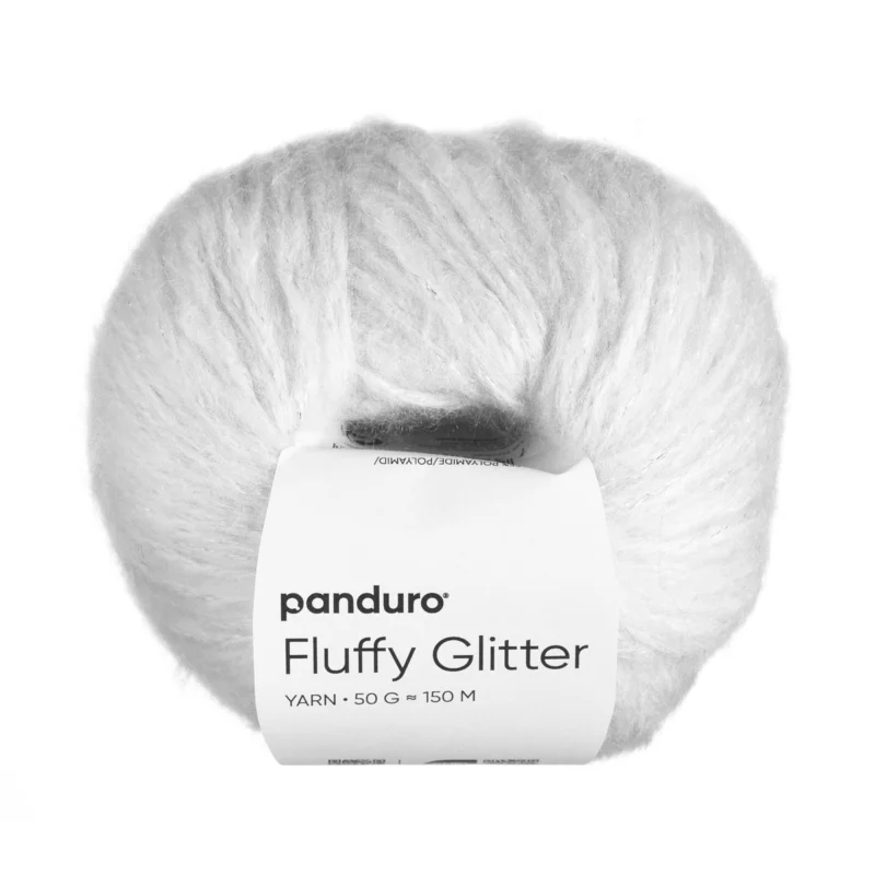 Rabatter Garn Fluffy Glitter 50g vit