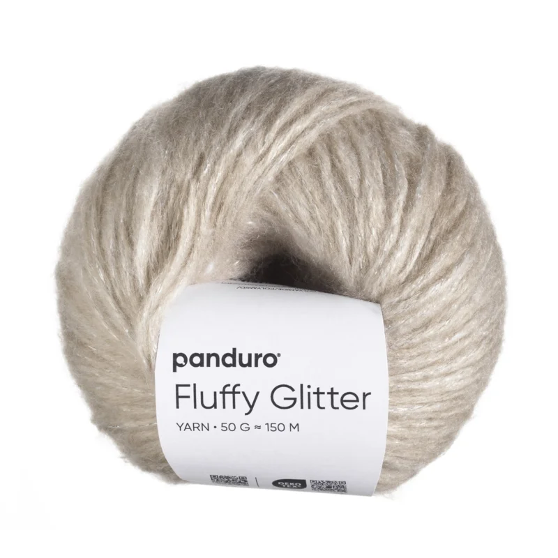 Nyhet Garn Fluffy Glitter 50g beige