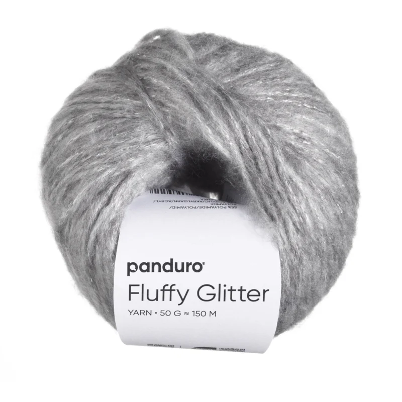 Garn Fluffy Glitter 50g grå Beställ idag