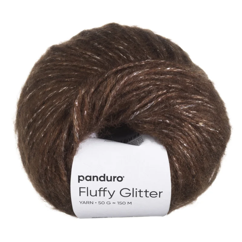 Expressleverans Garn Fluffy Glitter 50g brun