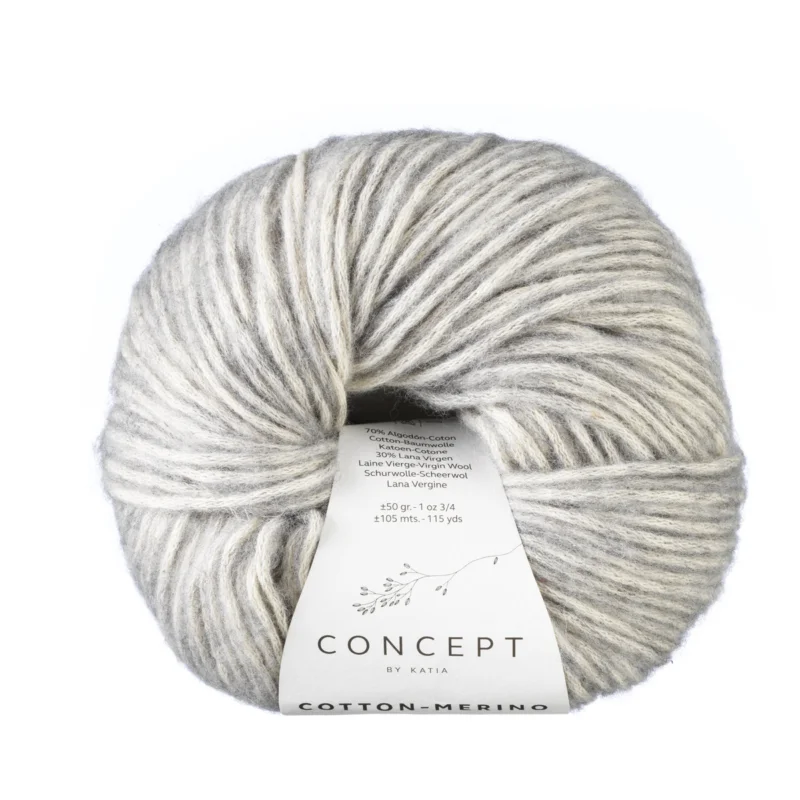 Nedsatt pris Garn Cotton Merino 50g ljusgrå 106