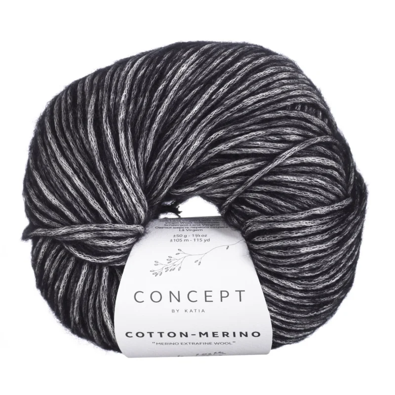 Billigare Garn Cotton Merino 50g svart 108