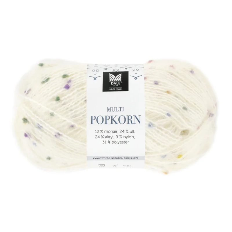 Dale Multi Popkorn från House of Yarn, 50 g vit – mångsidigt effektgarn risnedsättning