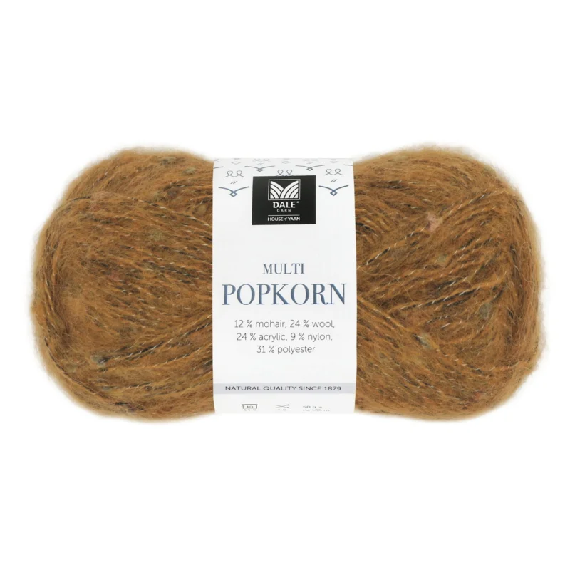 Handla nu Dale Multi Popkorn från House of Yarn, 50 g lejongul – mångsidigt effektgarn