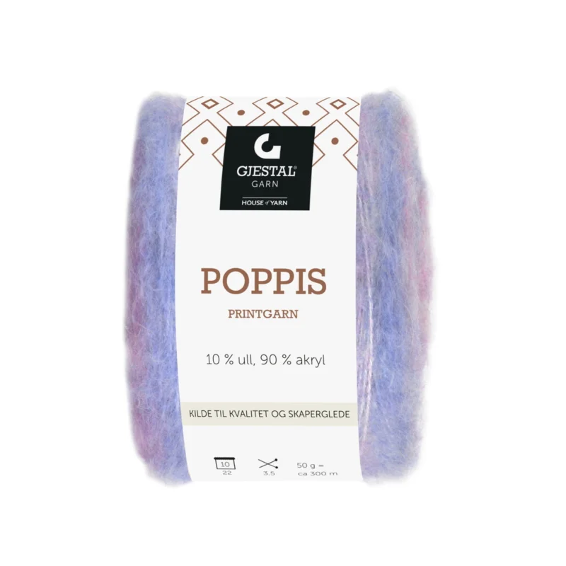 Gjestal Garn Poppis printgarn 50 g lila/blå – graderat garn Rea