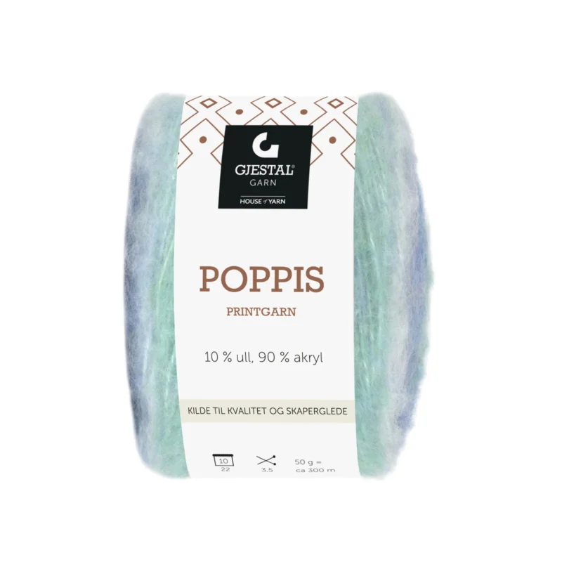 Gjestal Garn Poppis printgarn 50 g blå/mint – graderat garn Populär
