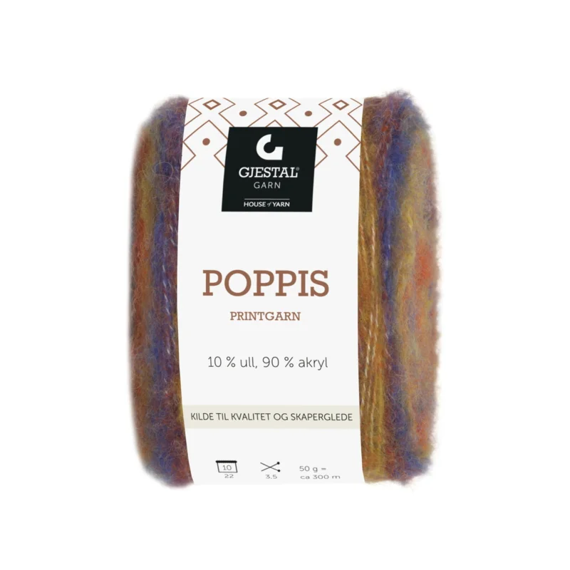 Gjestal Garn Poppis printgarn 50 g orange – graderat garn Rea