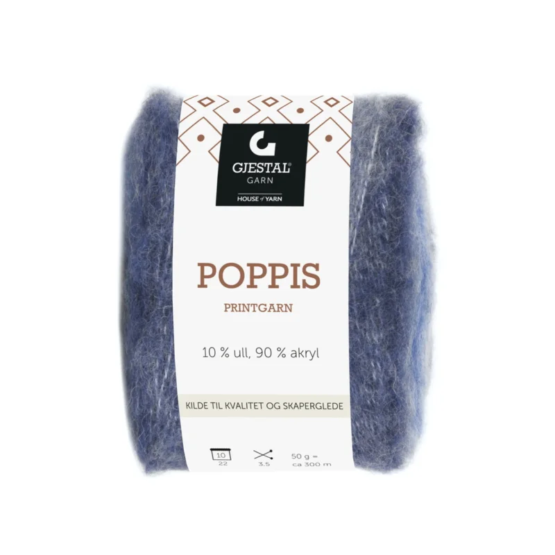 I lager Gjestal Garn Poppis printgarn 50 g denim – graderat garn