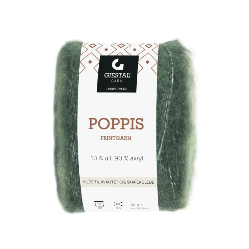 Gjestal Garn Poppis printgarn 50 g grön – graderat garn Rabatt
