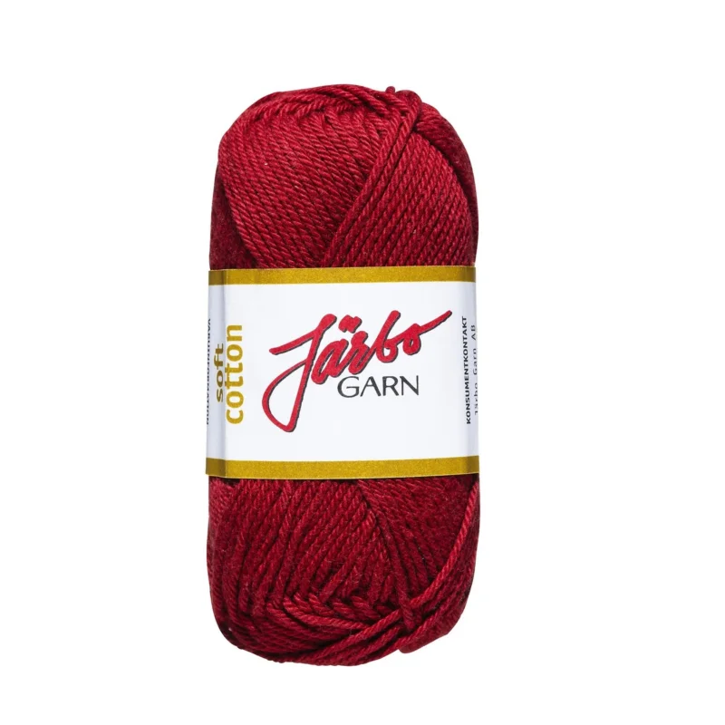 Garn Järbo Soft Cotton 50g vinröd – 8859 Maroon red Expressleverans