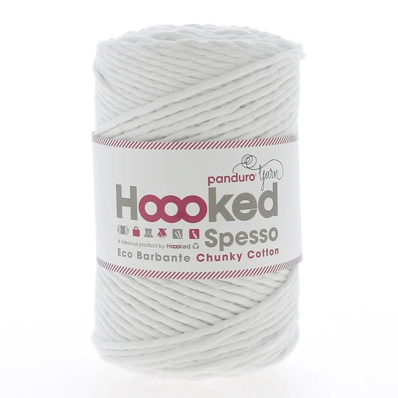 Hoooked Spesso Eco Barbante Chunky Cotton by Panduro Yarn – 500g vit, Lotus S200 Snabb leverans