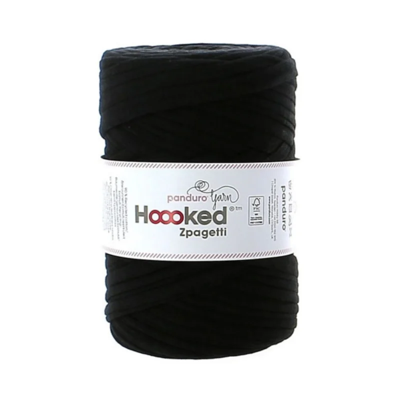Hoooked Zpagetti Medium trikågarn 450g svart – Black shades ZP004-01, pris per styck Beställ nu