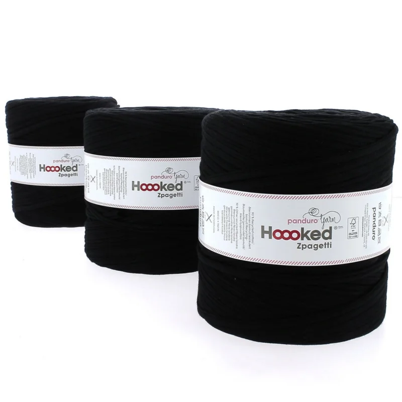 Hoooked Zpagetti Medium trikågarn 900 g svart – Black shades ZP005-01, pris per styck Extra rabatt