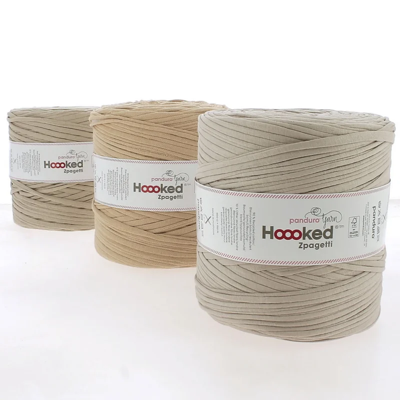 Hoooked Zpagetti Medium trikågarn 900 g beige – Beige shades ZP005-17, pris per styck Fri frakt