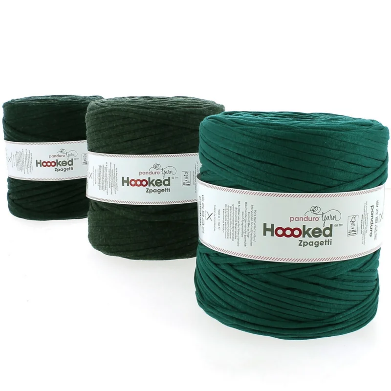 Hoooked Zpagetti Medium trikågarn 900 g mörkgrön – Dark Green shades ZP005-25, pris per styck Fynd