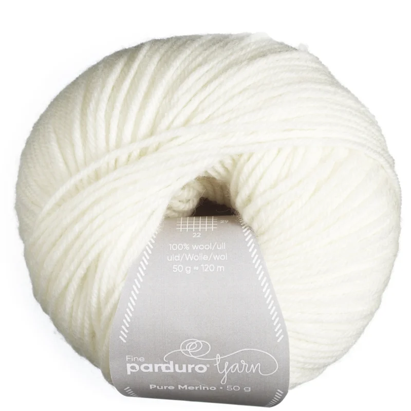 Garn Pure Merino 50g creme Populär