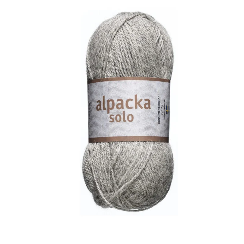 Sänkt pris Ullgarn Järbo Alpacka Solo 50g ljusgrå – 29106 Light grey
