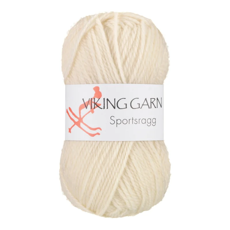 Viking Garn Sportsragg 50g naturvit 502 Expressleverans