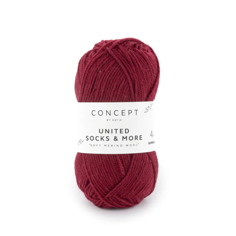 Garn United Socks 25g vinröd Premium