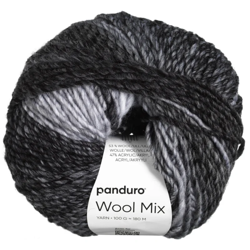 Säker betalning Garn Wool Mix 100g grå svart