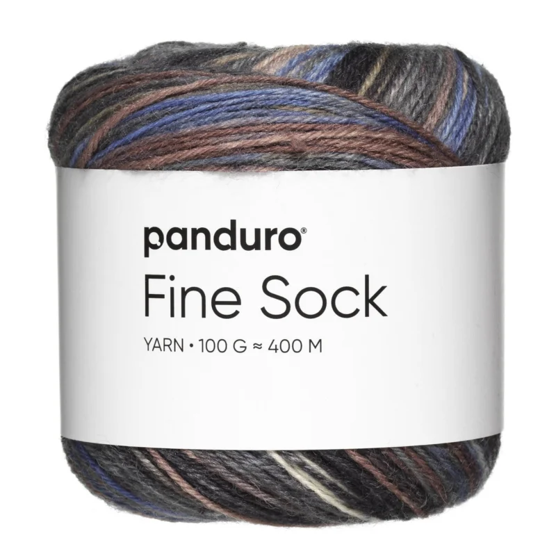 Garn Fine Sock 100g blå, bruna & grå nyanser Kampanjpris