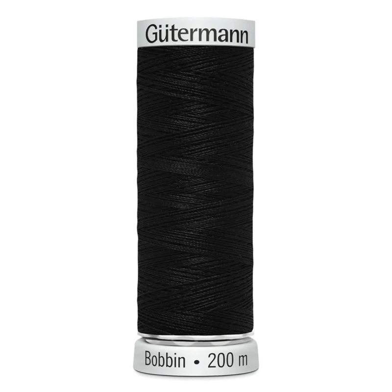 Gütermann bobbintråd, maskinbroderitråd 200 meter, svart 1005 Fri frakt