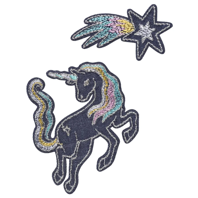 Kampanj Iron-on unicorn / enhörning denim