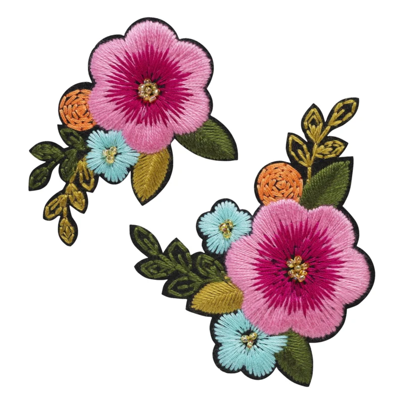 Iron-on blommor med pärlor – liten Rabatt