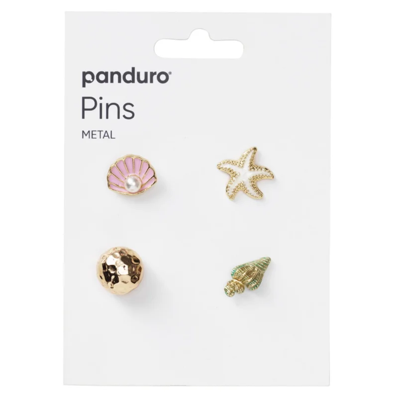 Erbjudande Pins, badges, 4 st. guldiga & rosa små mini-broscher med känsla från havet