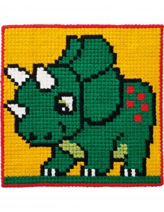 Barnbroderi kit Dinosaurie 25x25cm Fynd