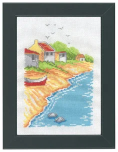 Köp online Broderiskit Strand hus 18x13cm