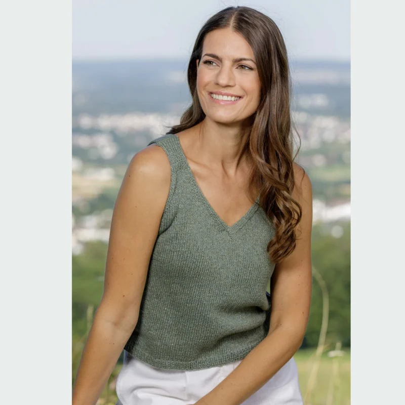 Sista chansen V-ringad topp i Denim-Melange