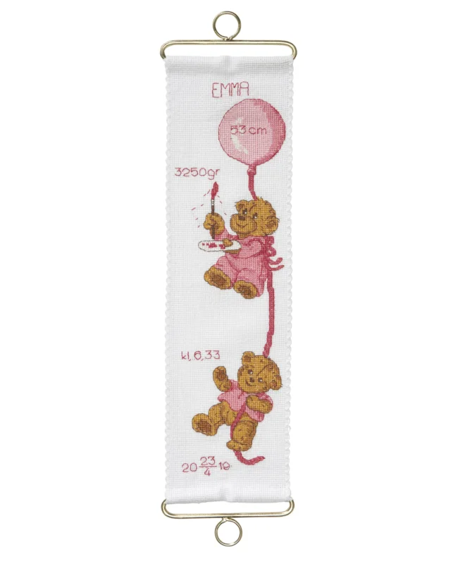 Bästa pris Korsstygnsbroderi liten dopvepa i rosa
