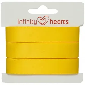 Infinity Hearts Satinband Dubbelsidigt 15mm 645 Gul – 5m Nedsatt pris