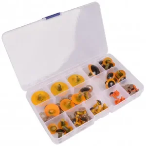 Köp online Infinity Hearts Säkerhetsögon/Amigurumiögon i plastlåda Orange 8-30mm – 18 par – 2a sortering