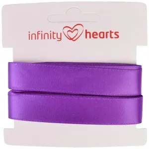 Säker betalning Infinity Hearts Satinband Dubbelsidig 15mm 465 Lila – 5m