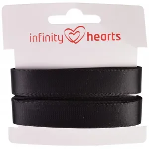 Infinity Hearts Satinband Dubbelsidig 15mm 030 Svart – 5m Rabatter