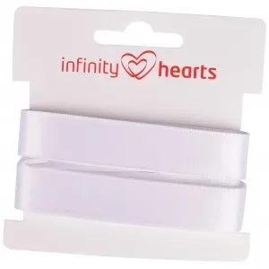 Populär Infinity Hearts Satinband Dubbelsidig 15mm 029 Vit – 5m