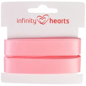 Infinity Hearts Satinband Dubbelsidig 15mm 150 Klarrosa – 5m Kampanj