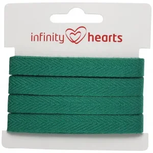 Lägg i varukorgen Infinity Hearts Bomullsband Fiskbensvävt 10mm 04 Grön – 5m