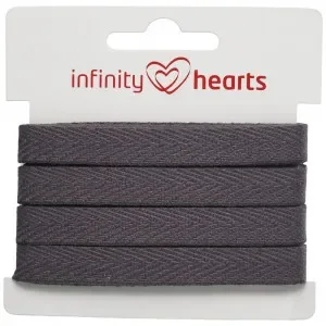 Rabatt Infinity Hearts Bomullsband Fiskbensvävt 10mm 15 Mörk grå – 5m